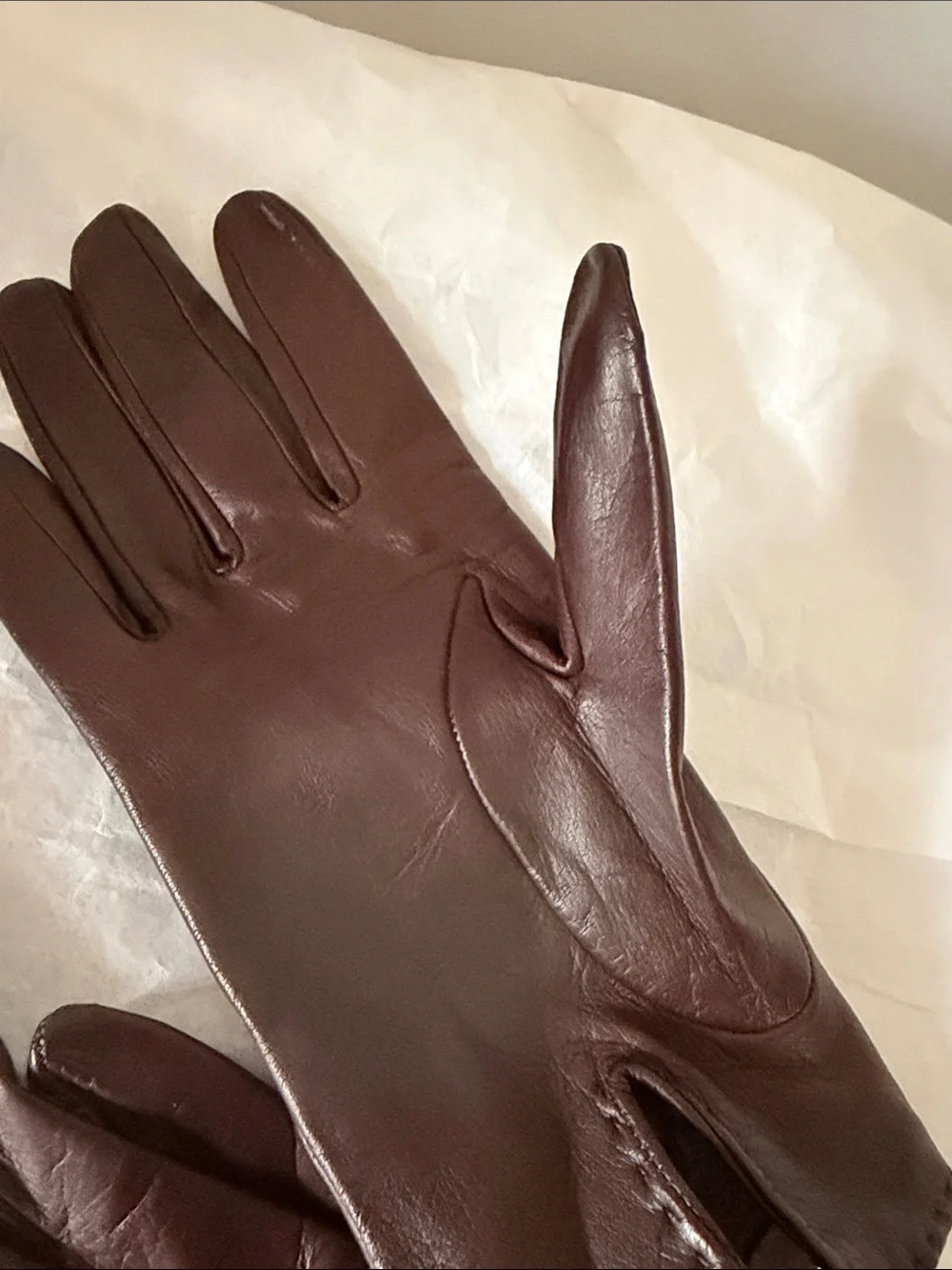 VTG Bonwit Teller - Dark Brown Leather Gloves Women’s Hand Size 7 NWT